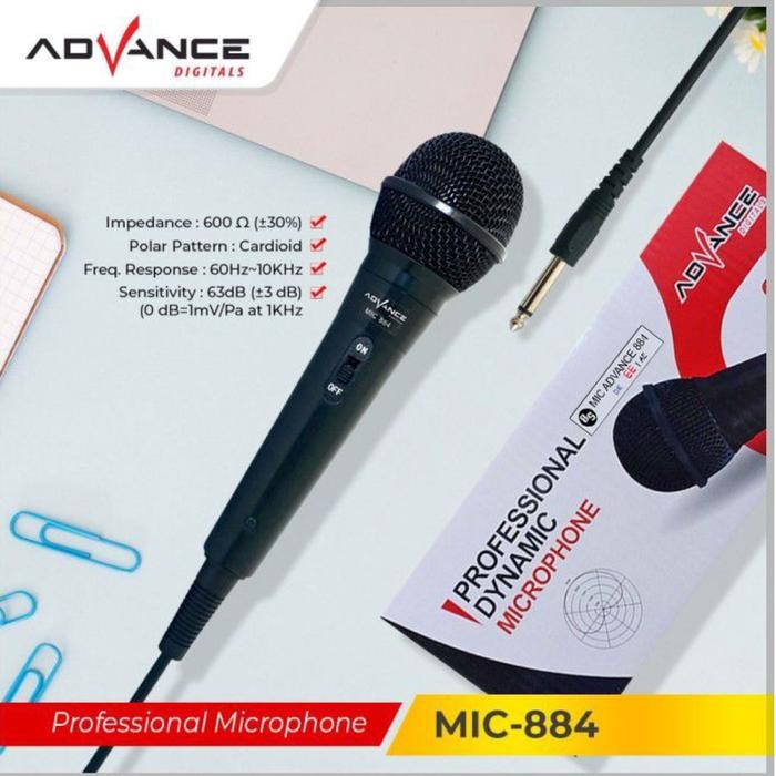 

ADVANCE MIC-884 MICROPHONE MIC KABEL PROFESSIONAL DYNAMIC MIC 884