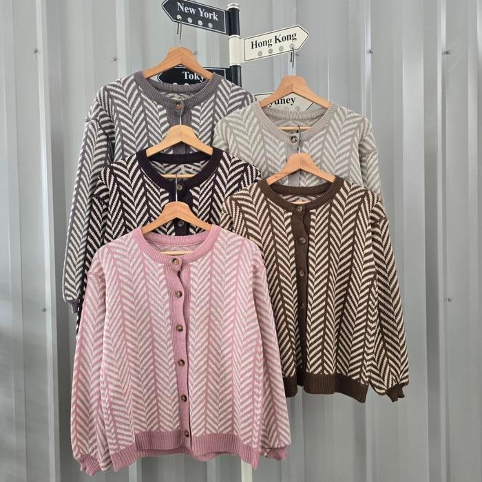 (SYUA PROJECT) SOFYA ZZAG OUTER CARDAN RAJUT CEWEK LUCU - Putih Hitam