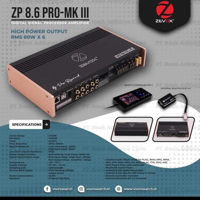 PROCESSOR DSP 8 CHANNEL ZEVOX ZP 8.6 PRO MK II BY VOX RESEARCH RESMI