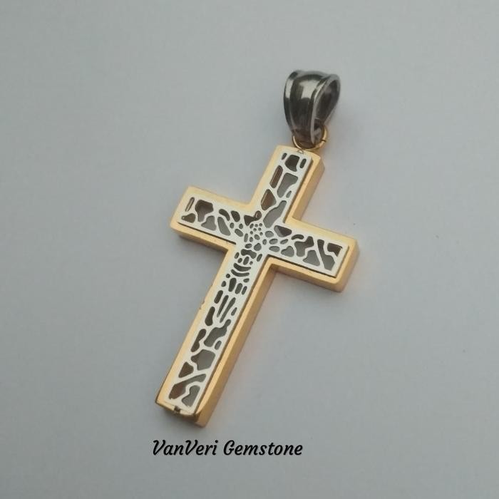 New // Liontin Stainless Steel Salib Katholik Ukiran Tubuh Yesus // 100% Original