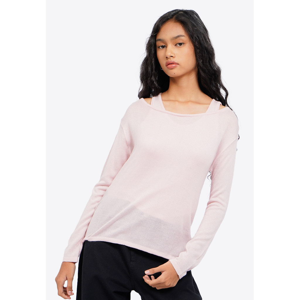 COLORBOX Double Layer Long Sleeve Top Lt. Pink