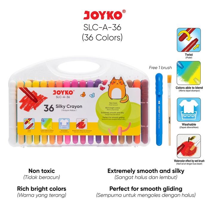 

SARI Joyko Twist Crayon Silky Crayon Oil Pastel 36 Colours / Krayon Joyko Halus Putar Tidak