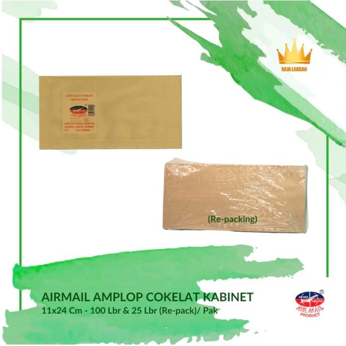 

SARI Amplop Coklat Ukuran Kabinet Airmail Samson 11 X 24 Cm - 100 & 25 Lembar (Re-Pack)