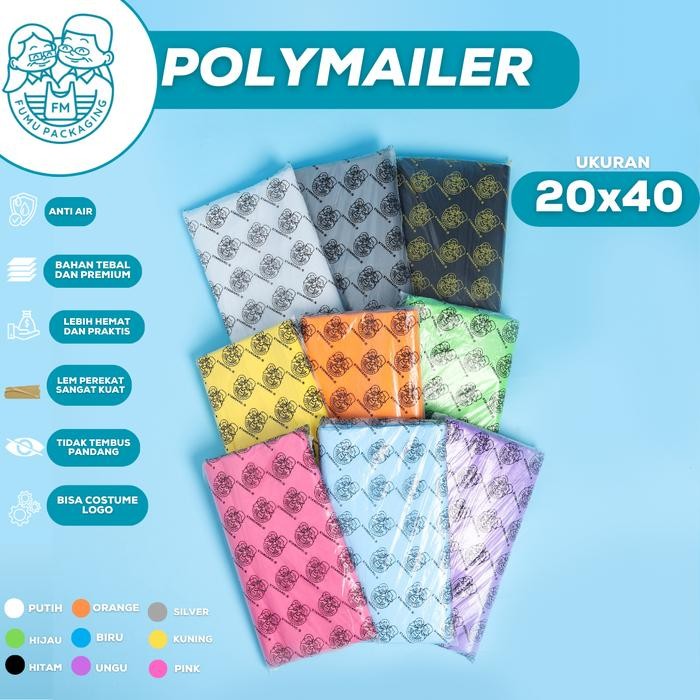 

5WUM Fumu Plastik Packing Polymailer Ldpe 20X40Cm Glossy Isi 100Pcs Termurah Grosir Lem