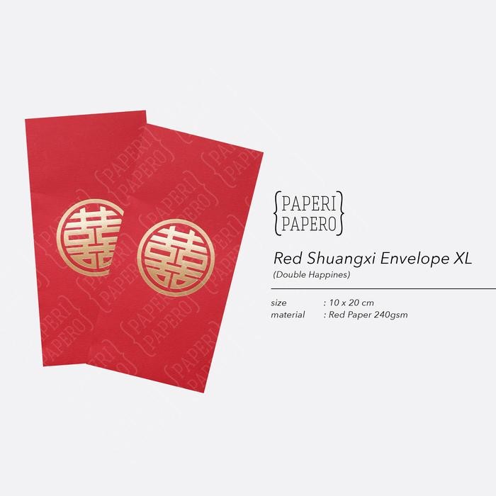 

5WUM Red Envelope Shuang Xi Amplop Xl - Angpao Merah (10 X 20 Cm) Besar Imlek Sangjit