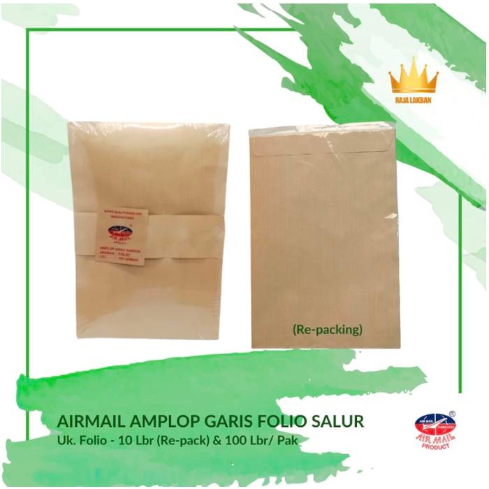 

SARI Amplop Coklat Garis Folio Salur Airmail - 10 & 100 Lembar