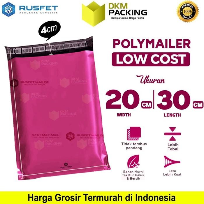 

5WUM Plastik Polymailer Pack Low Cost Amplop Polimailer Pink Rusfet 20X30Cm