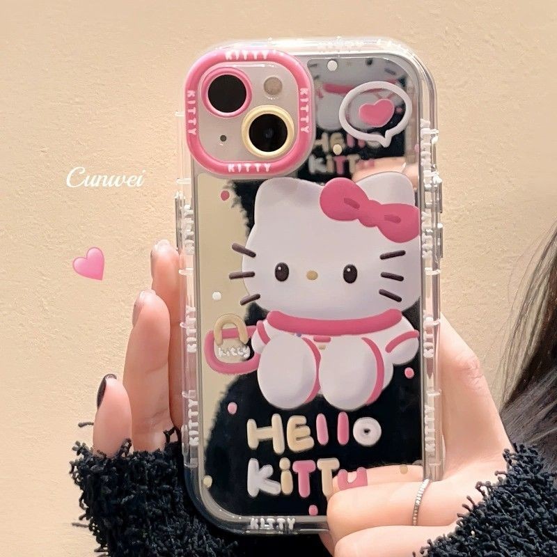 Hello Kitty Kartun Mirror Case Oppo A5I A3X A38 A60 A16 A3 A18 Case