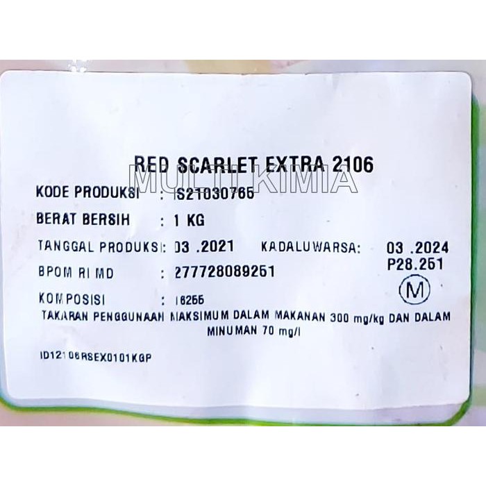 

Pewarna Makanan-Minuman Red Scarlet 2106 Food Grade Merk Roha