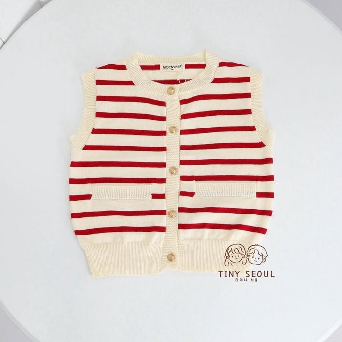 Tiny Seoul Atasan Vest Rajut Anak - Hanni Vest - Rompi Knit - Rompi Rajut Anak Perempuan Laki Laki -
