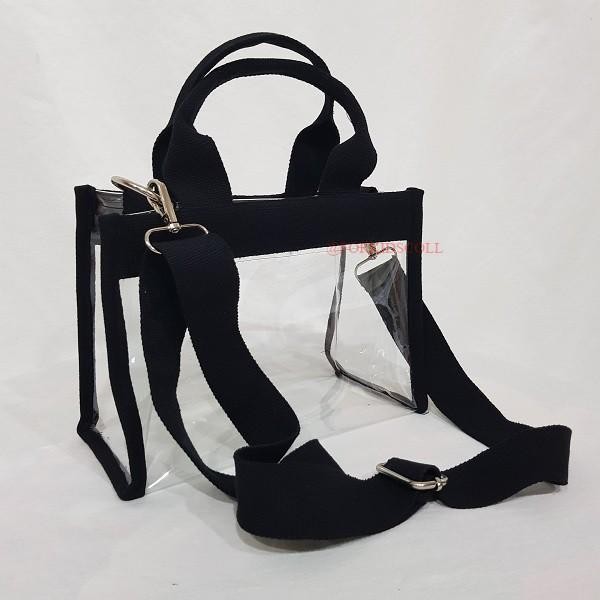 Tas Tote PVC Mika Transparan Dengan Resleting Plastik Wanita Totebag