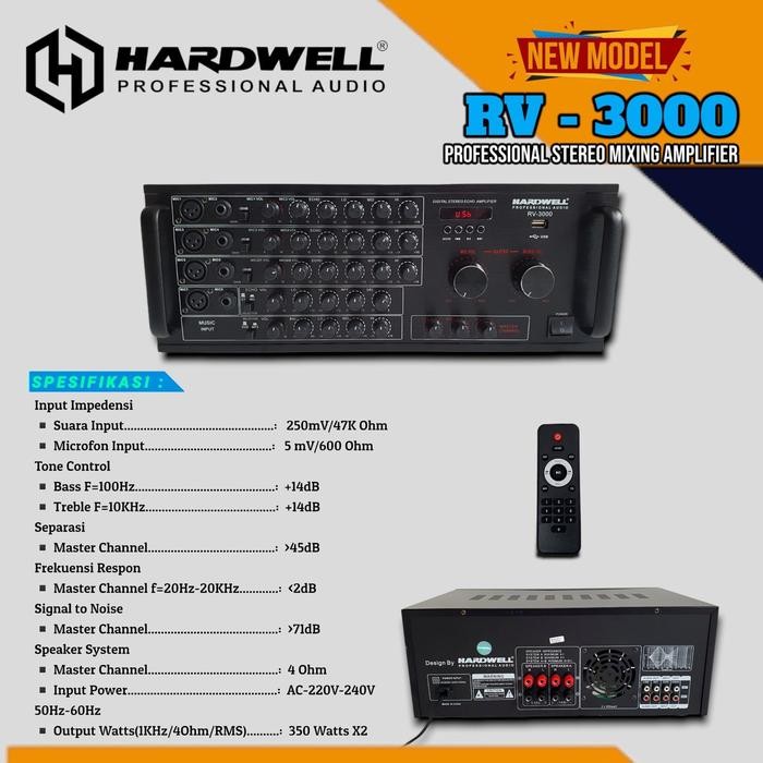 POWER AMPLIFIER KARAOKE HARDWELL RV3000 / RV 3000 / RV-3000