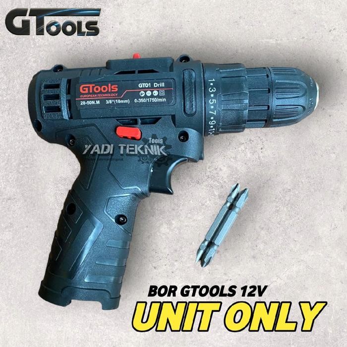 Bor cordless 12v UNIT ONLY bor baterai GTOOLS hanya unit mesin sesuai gambar bor besi kayu plafon