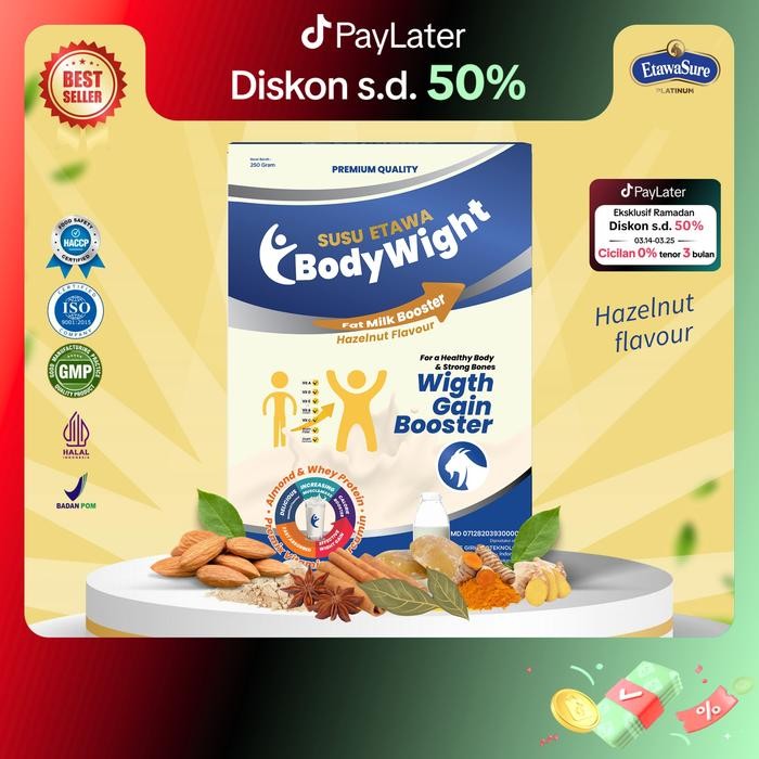 

BodyWight Susu Kambing Etawa Tinggi Kalori dan Whey Protein 250gr Paket 1 Box