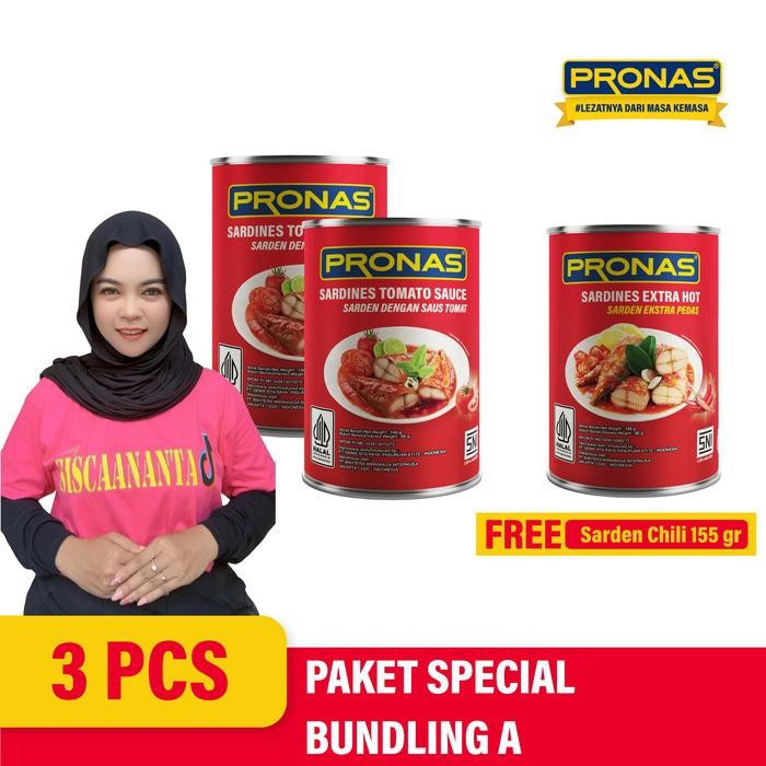 

READY EXCLUSIVE SISCAANANTA PRONAS SARDEN SAUS TOMAT 155G 2 PCS + SARDEN CHILI 1 PCS