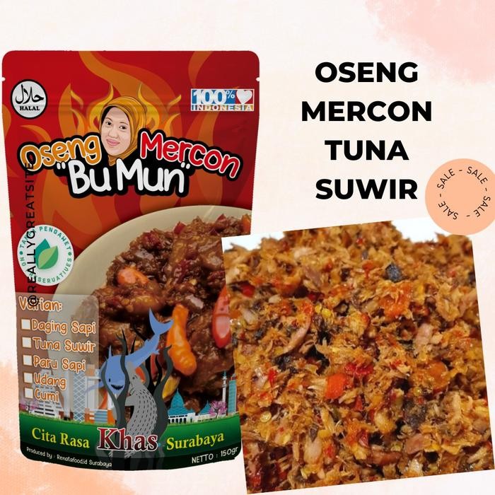 

READY OSENG SAMBAL TUNA SUWIR BU MUN 150GR RENDAH LEMAK, PEDAS MANTAP