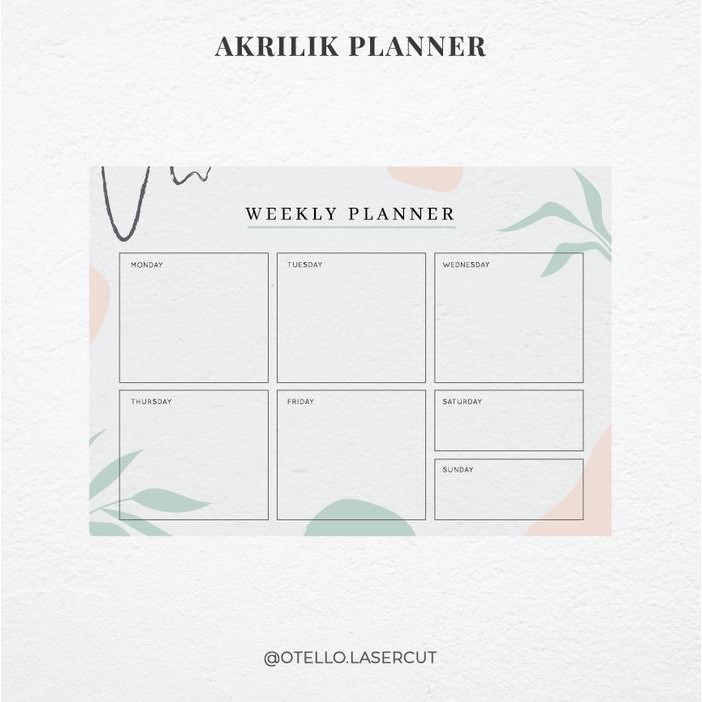 

Tropical - Weekly Planner Akrilik Wall Planner Dinding Papan Jadwal
