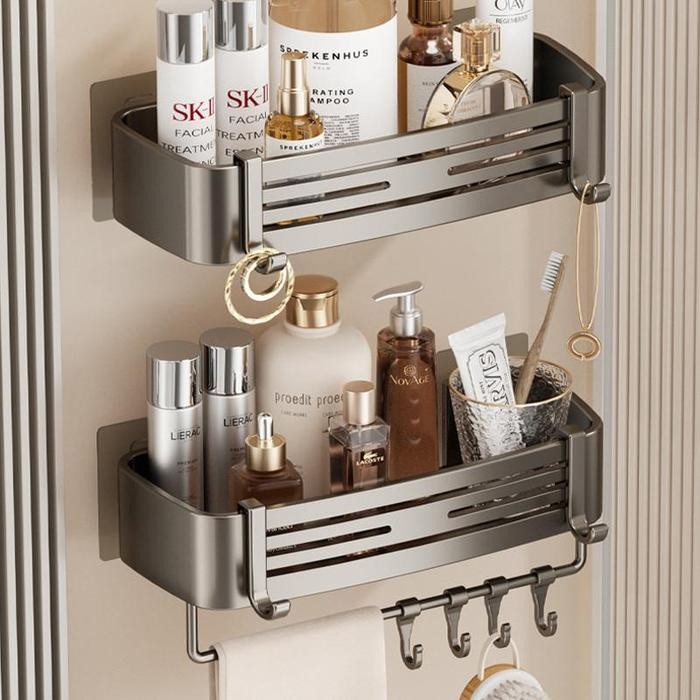 

Baru Rak Sudut Kamar Mandi 2 Lapis Tanpa Lubang - Organizer Toilet Aluminium