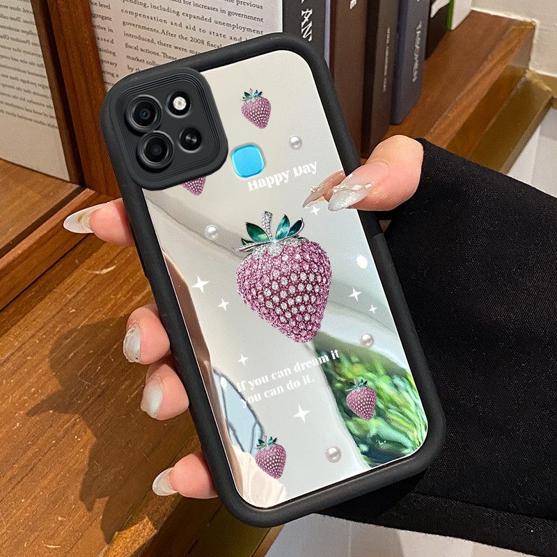 Casing Hp Infinix Smart 6 Infinix Smart 6 Plus Case Casing Strawberry Glitter Pattern Silikon Softca