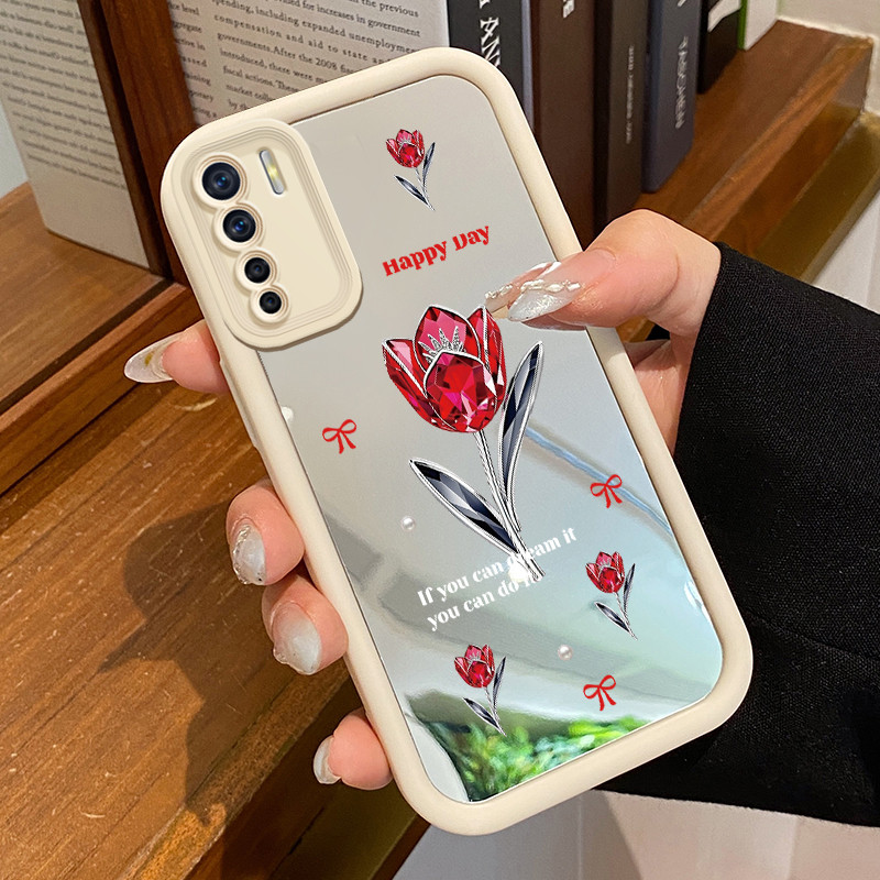 Casing Hp OPPO A91 OPPO F15 OPPO Reno 3 Case Casing Red Rose Simple Style Pattern Silikon Softcase H