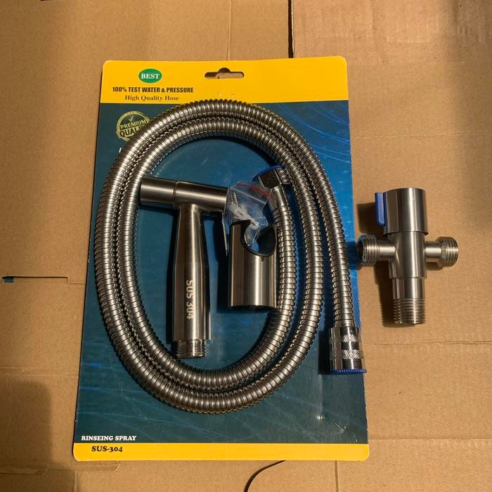 Semprotan Toilet, shower closet,jet shower STAINLESS 304 + STOP KRAN T