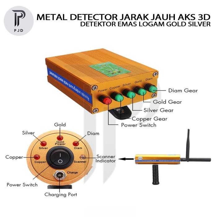 Metal Detector Emas Diamond Silver Gold AKS 3D Range Detektor Logam