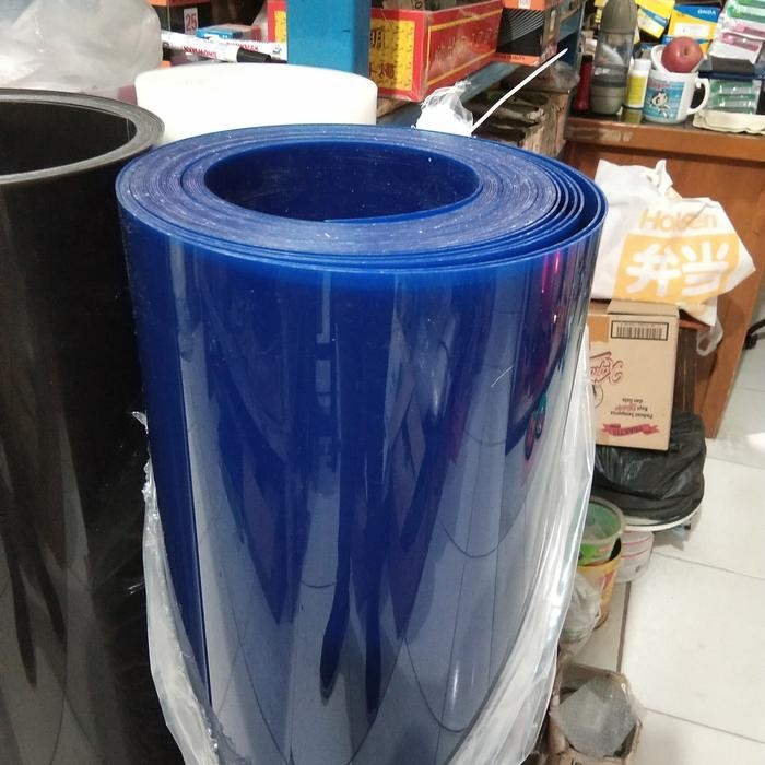 PLASTIK TUTUP PAGAR TEBAL 1,2 mm / FIBER PAGAR / FIBER PLAT METERAN WARNA BIRU ( BIRU TUA)