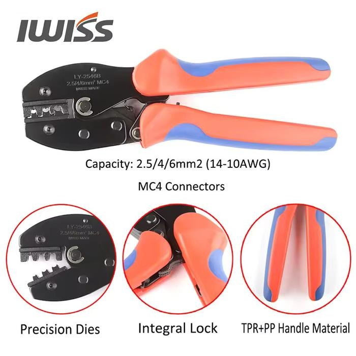Terbaik Iwiss Ly 2546B Mc4 Connector Tang Crimping Tool Mc4 Mc3 Awg 10 12 14 Kabel Solar Panel 2.5Mm