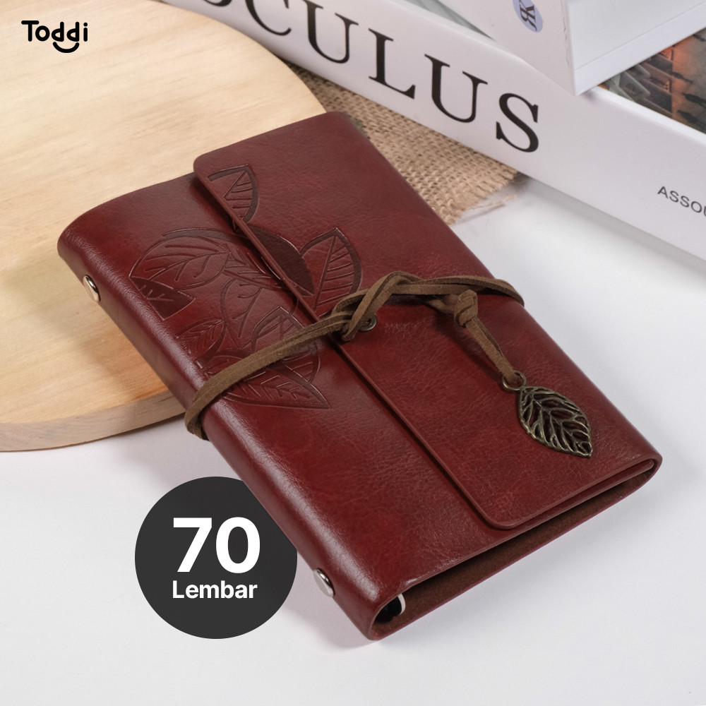 

[Bagusnya] Toddi PHANTACI Buku Catatan Binder Kulit Retro Leaf Kertas B7 - BSD666