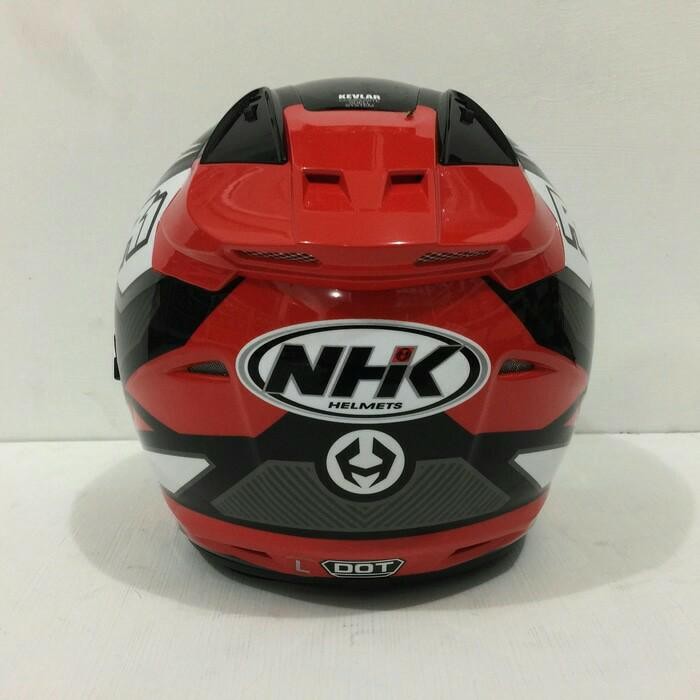 Helm Nhk R1 Double Visor Motif Giga Red Silver Merah