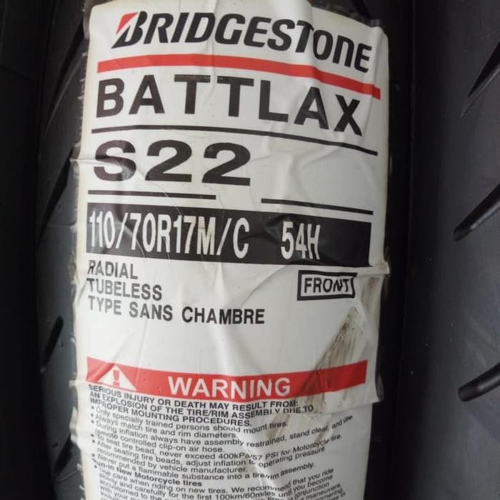 Ban Luar Bridgestone Battlax S 22 Ukuran 110/70-17 Battlax Tubeless