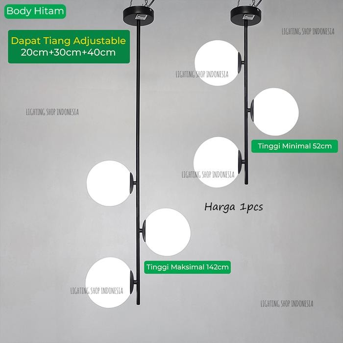 Lampu gantung gold kaca hias susu modern ruang tamu 3 lampu