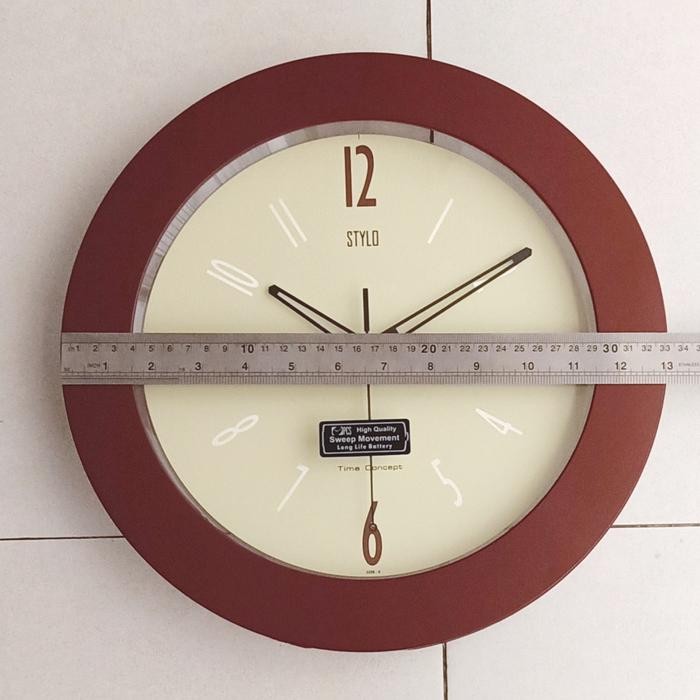 Jam Dinding STYLO Sweep Warna Natural 33 cm - 3252T-6