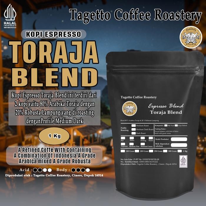 

Otten Flair - Biji Kopi Espresso Toraja Blend 1Kg - Arabica 80% & Robusta 20% Bean Ground Bubuk 1 Kg