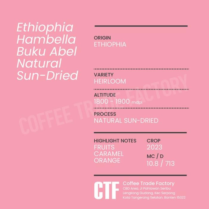 

Green Beans Arabika Ethiophia Hambella Bukuabel Natural Sun-Dried Heirloom / Coffee Trade Factory