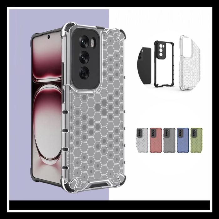 Oppo Reno 12 5G / Reno12 Pro 5G Honeycomb Original Case Hard Casing Transparan Back Cover Hardcase