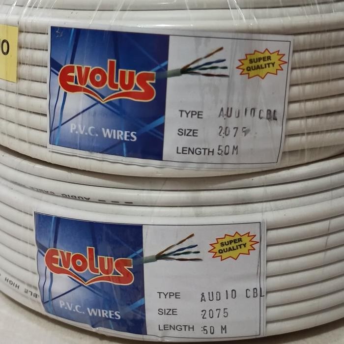 KABEL LISTRIK / AUDIO SERABUT EVOLUS 2X0,75 (50 M) - PUTIH