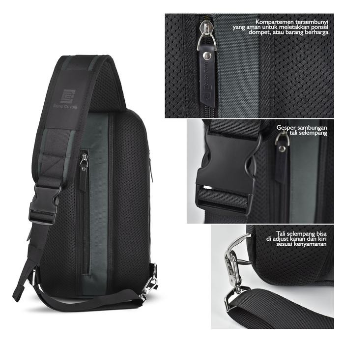 Tas Selempang Pria Bruno Cavalli 36216 Canvas Hitam