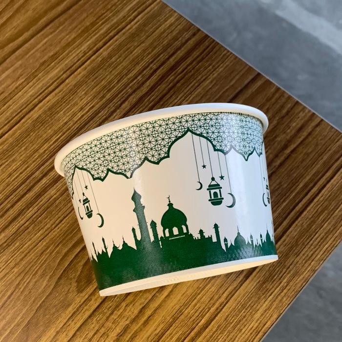 JT PAPER BOWL 800 ml design LEBARAN IDUL FITRI - 10 pcs (mangkok kertas)