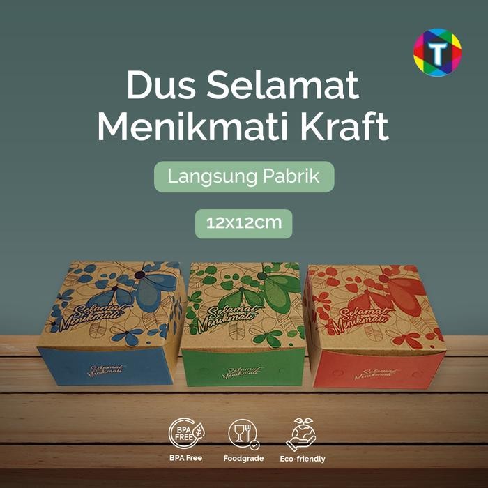 JT Dus Kue Selamat Menikmati Kraft 12 x 12cm Motif / Box Catering Eceran