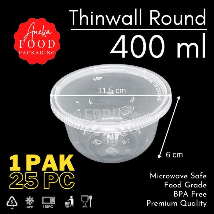 JT Mangkok bening plastik tahan panas untuk microwave 400ml + tutup