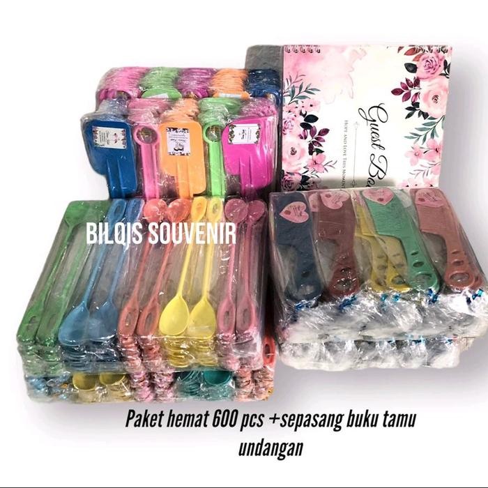 

Sale terbaru paket hemat 600 pcs dengan 3 aitem souvenir campur + 2 buku tamu Plastik Ready
