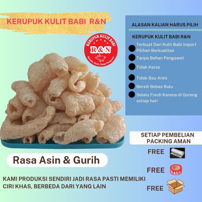 

Promo Terlaris KERUPUK KULIT/RAMBAK BABI IMPORT 2L/150G CU JIU CHA MEREK R&N PREMIUM Ready