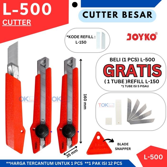 

ID CUTTER BESAR JOYKO L500 GRATIS REFILL PISAU 1TUBE ISI 5PCS/KATER L-500
