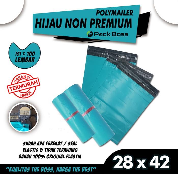 

ID PACKBOSS POLYMAILER HIJAU MATTE 28X42 (+/-100PCS) PACKAGING PLASTIK ONLINE SHOP ADA PEREKAT KUAT
