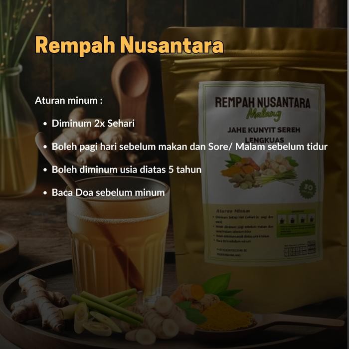 

SEDUH BOTANIKAL JAHE, KUNYIT, SERAI & LENGKUAS, REMPAH NUSANTARA (30 TEA BAG DAN 10) HERBAL INSTAN