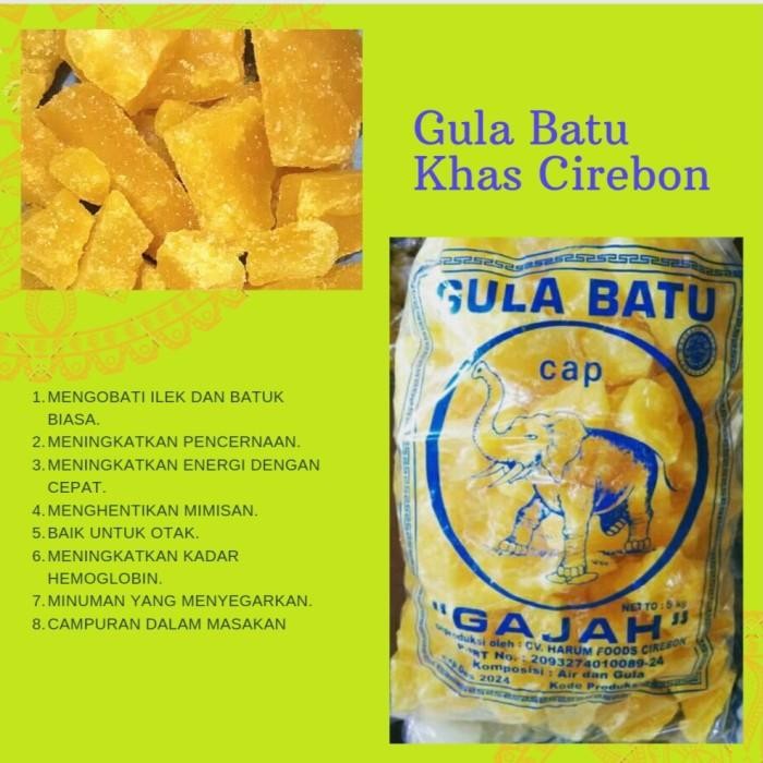 

(Allthebest) Gula Batu Khas Cirebon Cap Gajah Kemasan 1kg