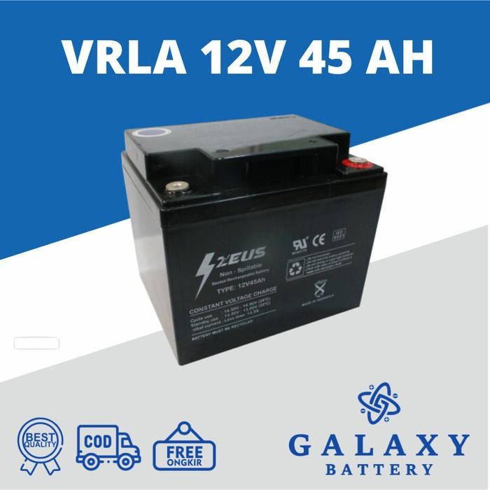 Aki Kering UPS dan Solar Panel VRLA DEEPCYCLE GEL Zeus 12v / 45Ah