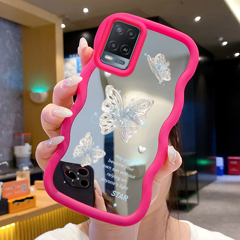 Casing Untuk OPPO A54 Case Casing Busur kuning Gelombang Cermin Silikon Softcase HP Cesing Kasing Ke