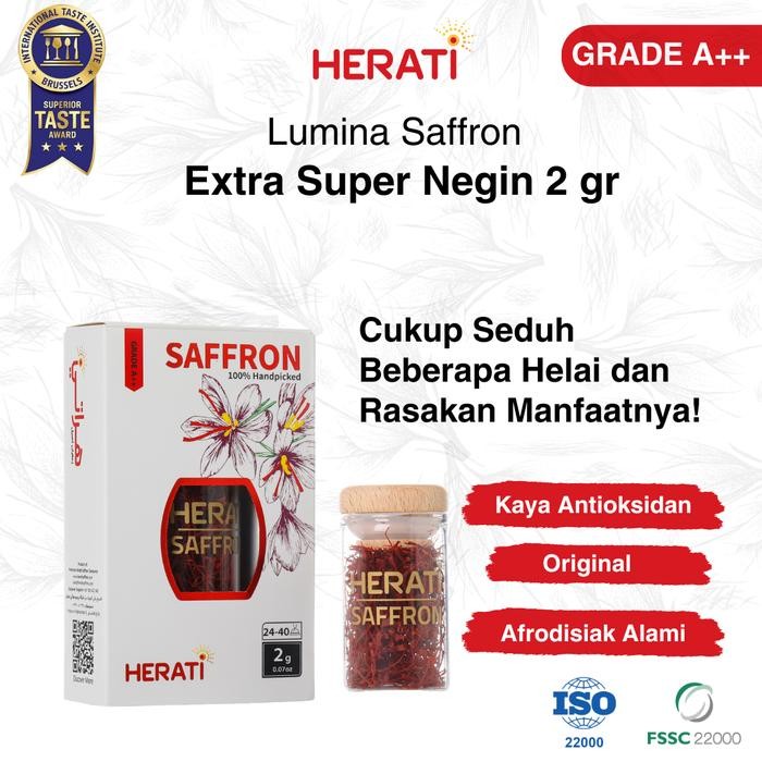 

Herati Saffron Afghanistan I Lumina Saffron Extra Super Negin 2 gr Bunga Safron Grade A++ Premium